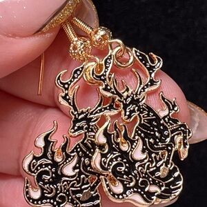 Elegant Gold and Black Deer Earrings